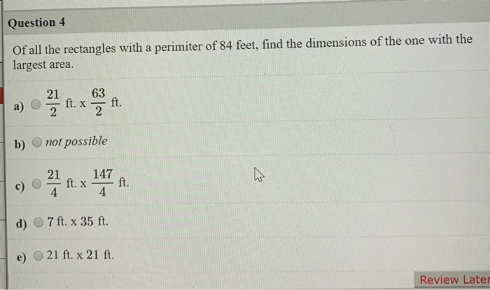 Solved Question 4 Of all the rectangles with a perimiter | Chegg.com