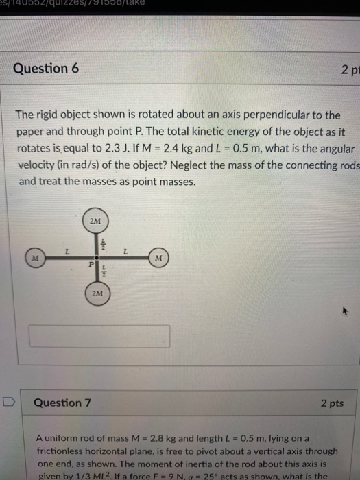 Solved Es 552 Quizz 1058 Lake Question 6 2 Pt The Rigid Chegg Com