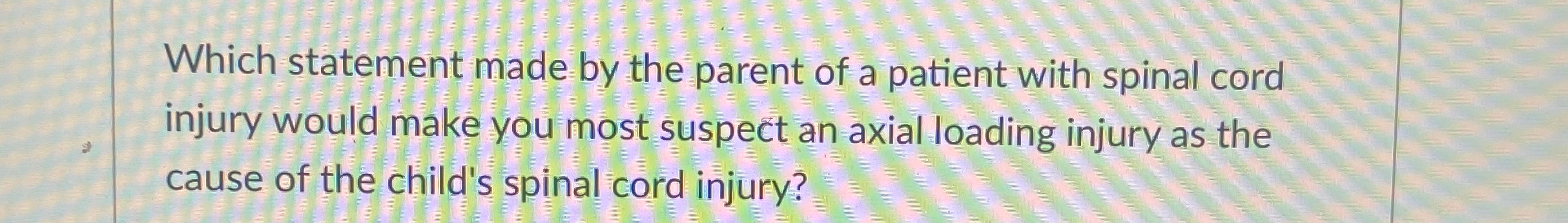 Solved Which statement made by the parent of a patient with | Chegg.com