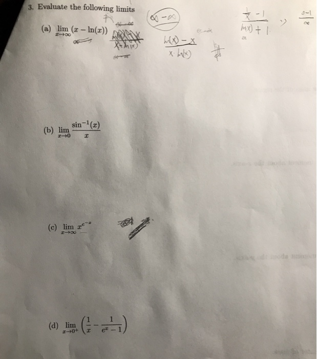Solved 3. Evaluate the following limits 3. Evaluate the | Chegg.com