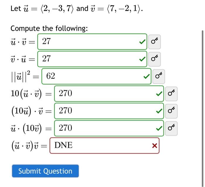 Solved Let u= 2,−3,7 and v= 7,−2,1 Compute the following: | Chegg.com