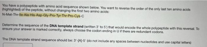Solved You have a polypeptide with amino acid sequence shown | Chegg.com