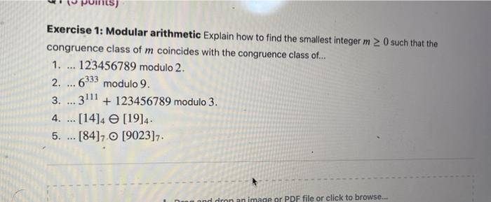 Solved Exercise 1: Modular arithmetic Explain how to find | Chegg.com