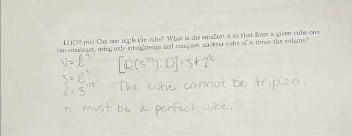 Solved Can one triple the cube? What is the smallest n so | Chegg.com