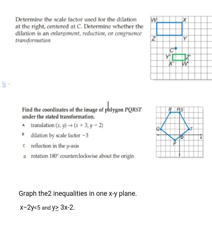 Solved w x Determine the scale factor used for the dilation | Chegg.com