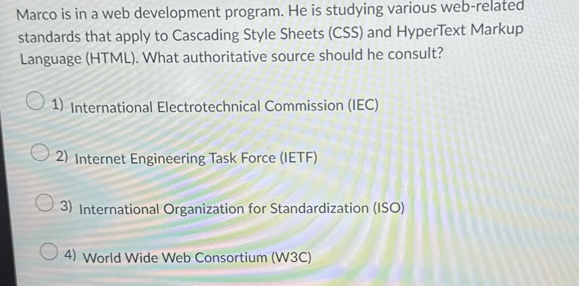 Solved Marco is in a web development program. He is studying | Chegg.com