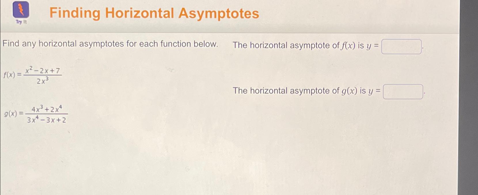 how to find horizontal asymptotes of a function