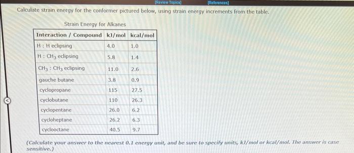 Solved Calculate strain energy for the conformer pictured | Chegg.com