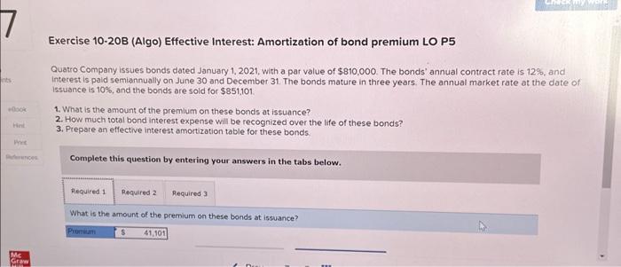 Exercise 10-20B (Algo) Effective Interest: | Chegg.com