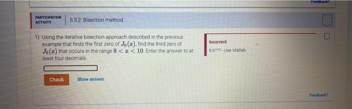 Solved PARTICIPATION ACTIVITY 5.52 Bisection method | Chegg.com