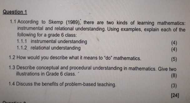 Solved Question 11.1 ﻿According to Skemp (1989), ﻿there are | Chegg.com