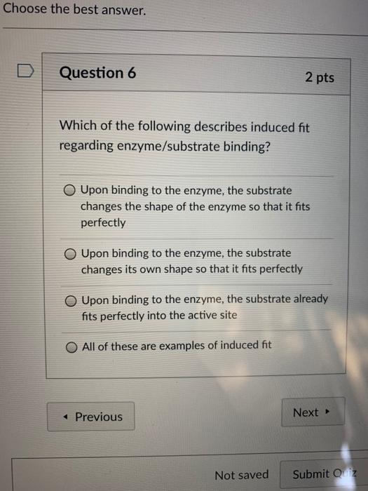 Solved Choose the best answer. Question 6 2 pts Which of the | Chegg.com