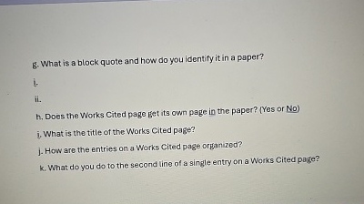 Solved g. ﻿What is a block quote and how do you identify it 