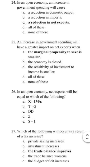 Solved 24. In an open economy, an increase in government | Chegg.com