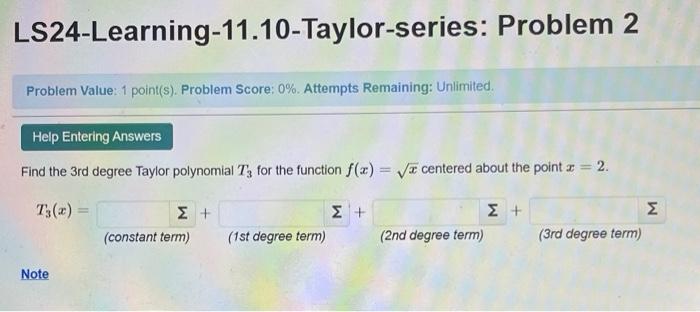 taylor polynomial of degree 3 formula