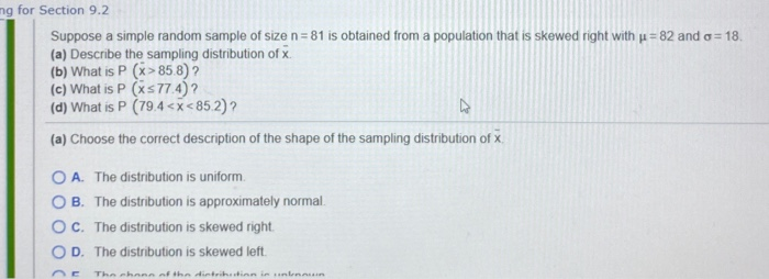 Solved mg for Section 9.2 Suppose a simple random sample of | Chegg.com