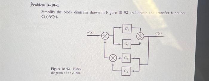 Solved Problem B-10-1 Simplify The Block Diagram Shown In | Chegg.com