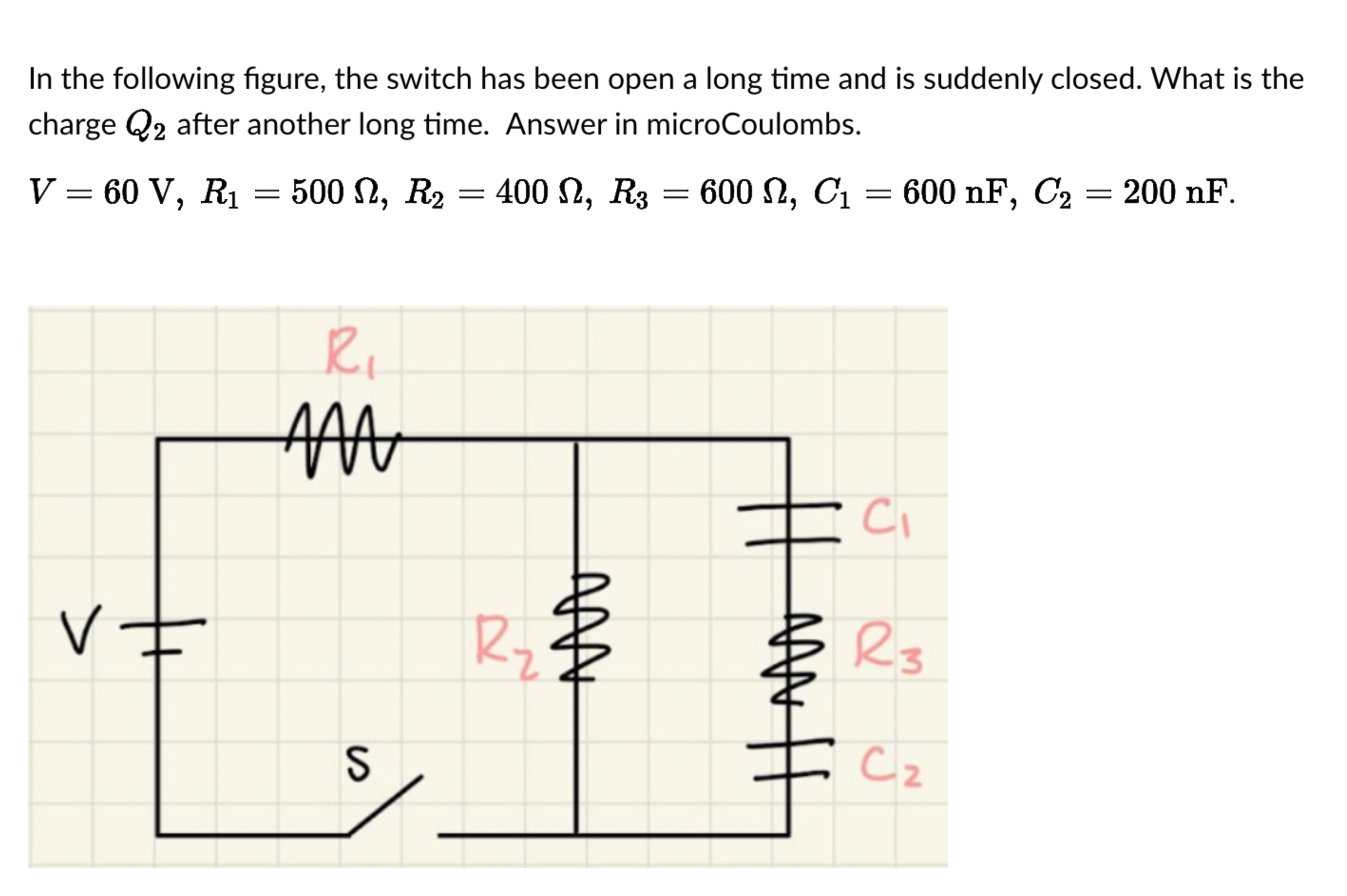 Solved In ﻿the following figure, the switch has been open a | Chegg.com