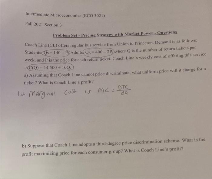 Solved Intermediate Microeconomics (ECO 3021) Fall 2021 | Chegg.com