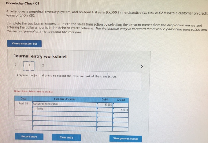 Solved Knowledge Check 01 A seller uses a perpetual | Chegg.com