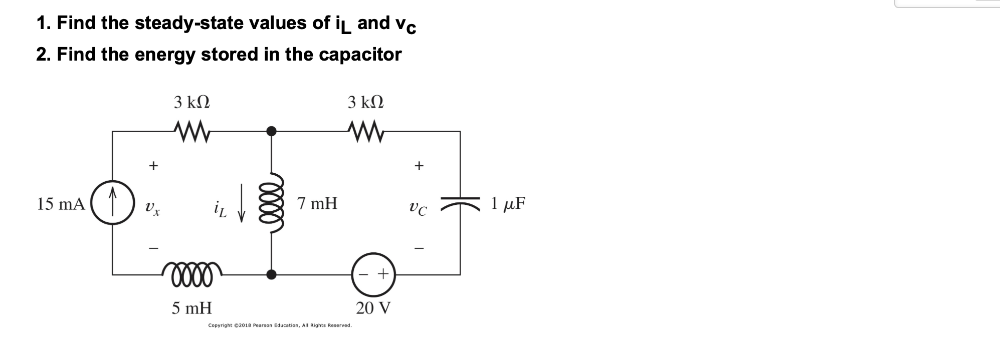 Solved Find the steady-state values of iL ﻿and vCFind the | Chegg.com