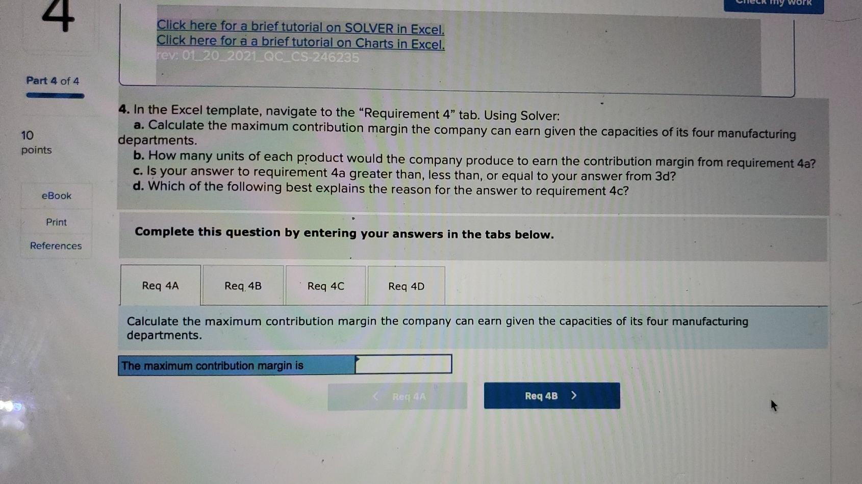Solved Check my work 4 Required information Part 4 of 4 (The | Chegg.com