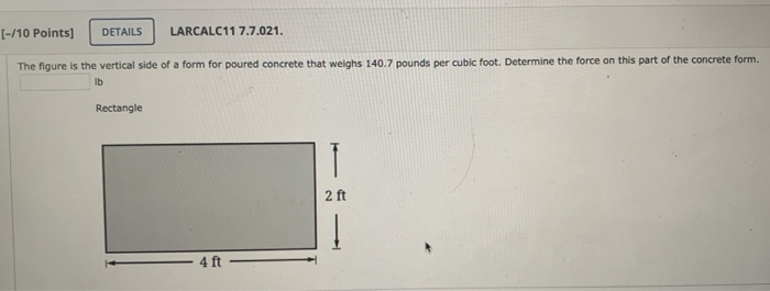 Solved [-/10 Points] DETAILS LARCALC11 7.7.021. The figure | Chegg.com