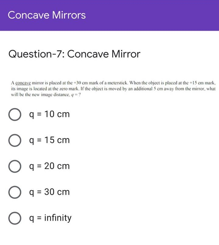 Solved Concave Mirrors Question7 Concave Mirror A concave