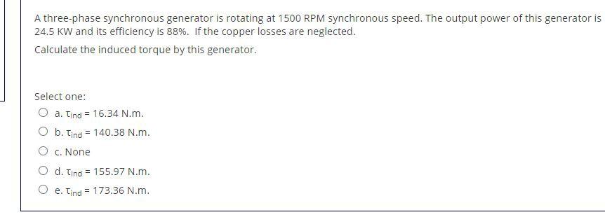 Solved A three-phase synchronous generator is rotating at | Chegg.com