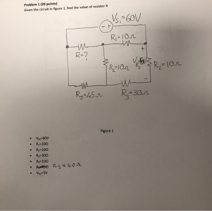 Solved Problem 1 (20 points) Given the circuit in figure 1, | Chegg.com