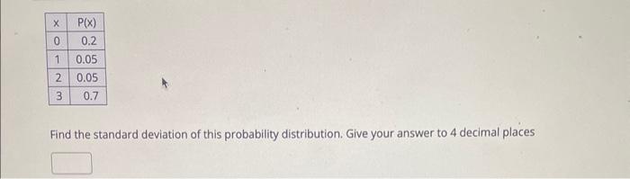 Solved Find the standard deviation of this probability | Chegg.com