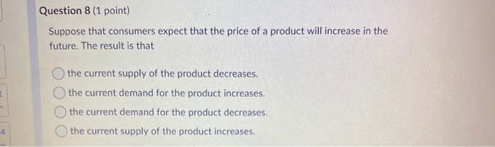 Solved Question 8 (1 Point) Suppose That Consumers Expect | Chegg.com