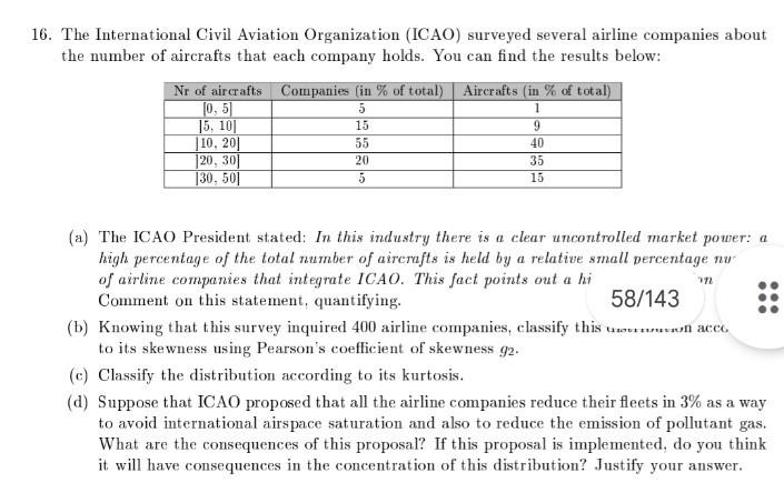 Solved 16. The International Civil Aviation Organization | Chegg.com