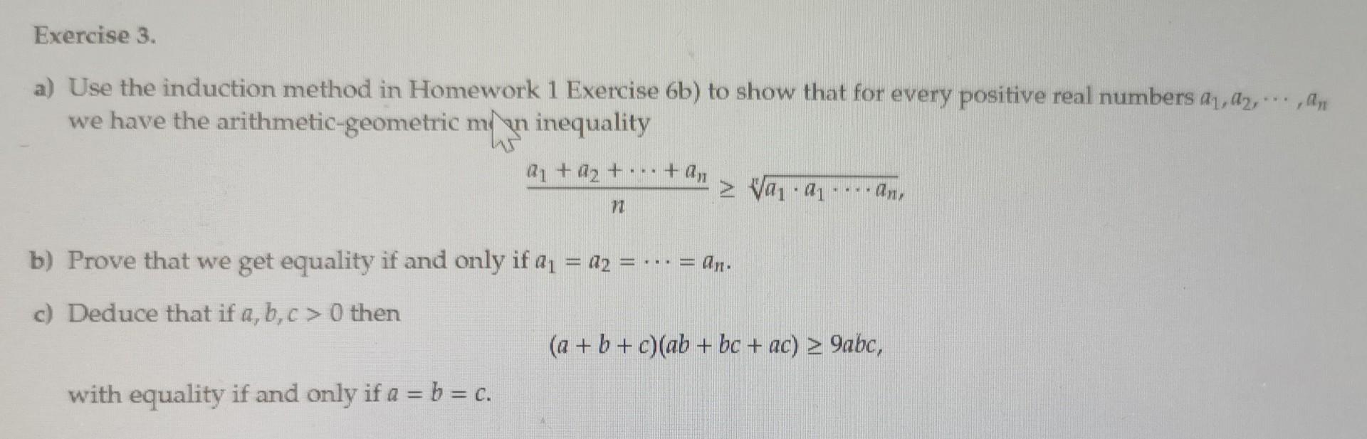 Solved A) Use The Induction Method In Homework 1 Exercise 6b | Chegg.com