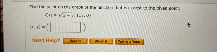 Solved Find the point on the graph of the function that is | Chegg.com