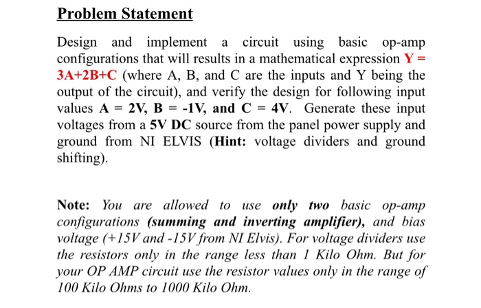 Solved Problem Statement Design and implement a circuit | Chegg.com