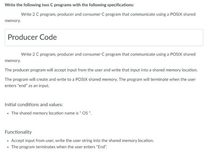 Solved Write the following two C programs with the following | Chegg.com