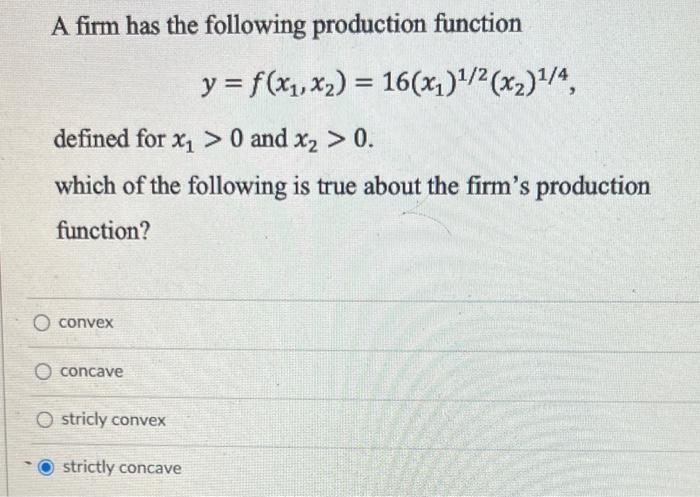 Solved A firm has the following production function | Chegg.com