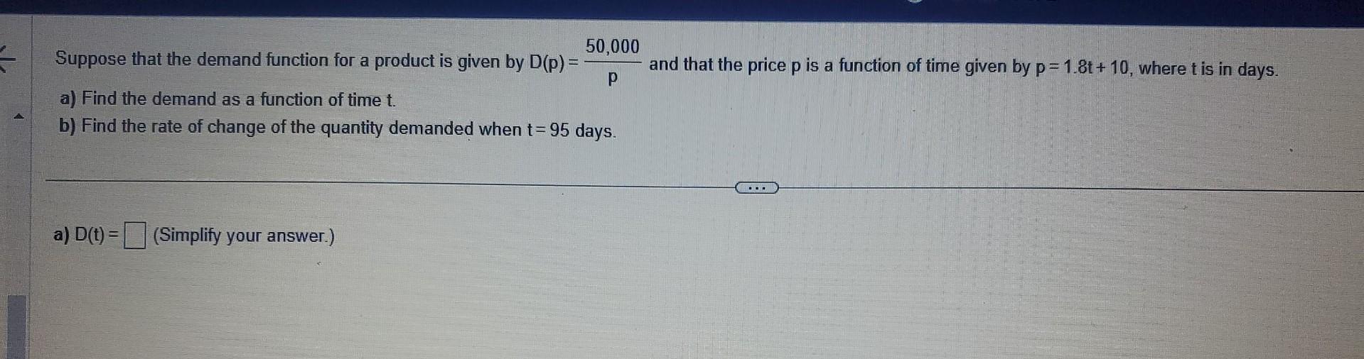 Solved Suppose that the demand function for a product is | Chegg.com