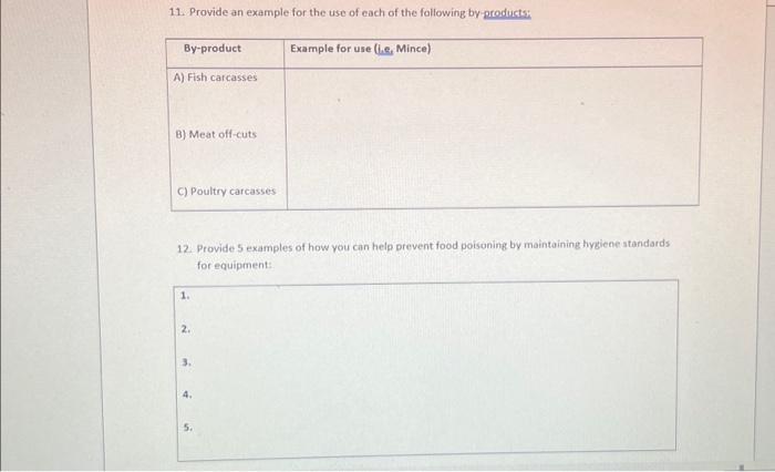 Solved 11. Provide An Example For The Use Of Each Of The | Chegg.com