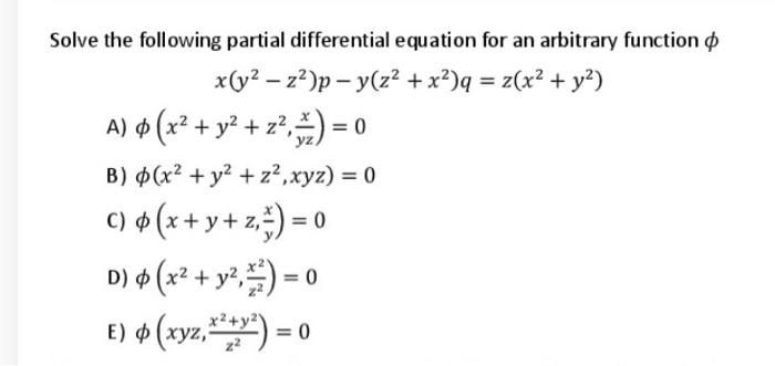 Solved Solve The Following Partial Differential Equation For Chegg Com