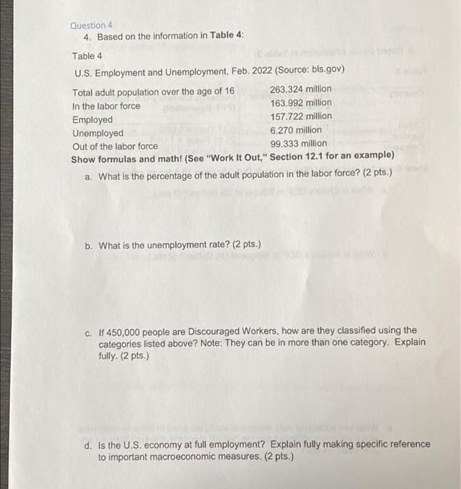 Solved Question 4 4. Based on the information in Table 4: | Chegg.com