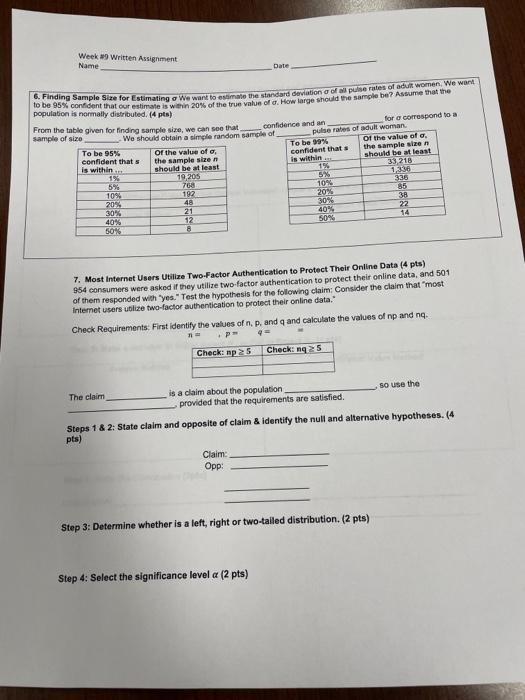 Solved 6. Finding Sample Slae for Estimating o We want to | Chegg.com