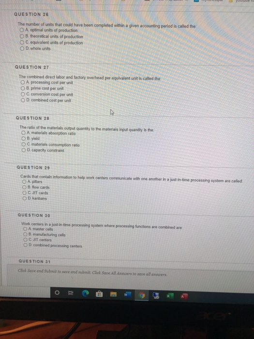 Solved Youtube QUESTION 26 The Number Of Units That Could Chegg