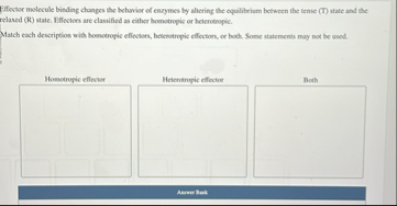 Solved Fiffector molecule binding changes the behavior of | Chegg.com