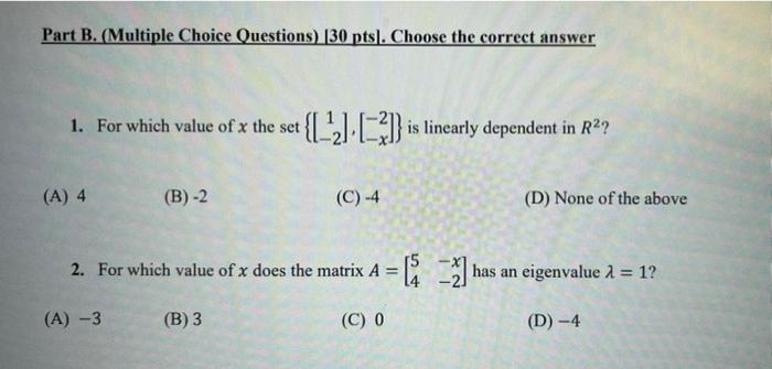 Solved Part B. (Multiple Choice Questions) (30 Pts. Choose | Chegg.com