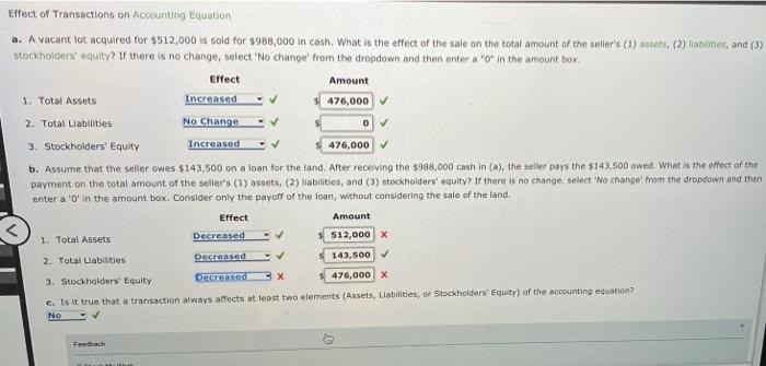 Solved Effect of Transactions on Accounting Equation a. A | Chegg.com
