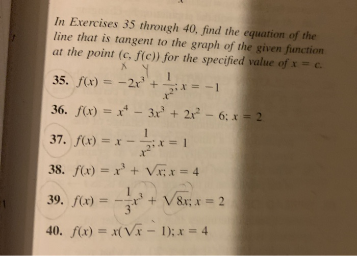 Solved In Exercises 35 through 40, find the equation of the | Chegg.com