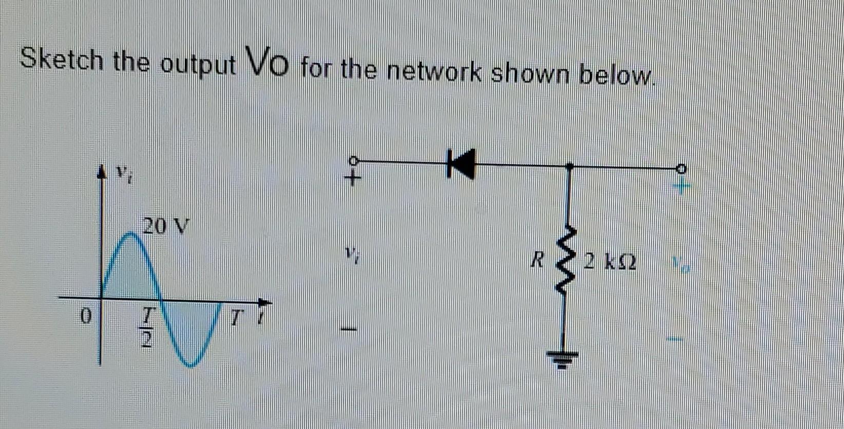 Solved Sketch The Output Vo For The Network Shown Below. 20 | Chegg.com