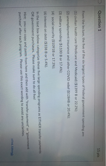 Solved Question 1 15 pts From the lecture, the five of the | Chegg.com